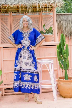 Long Kaftan - Blue Batik