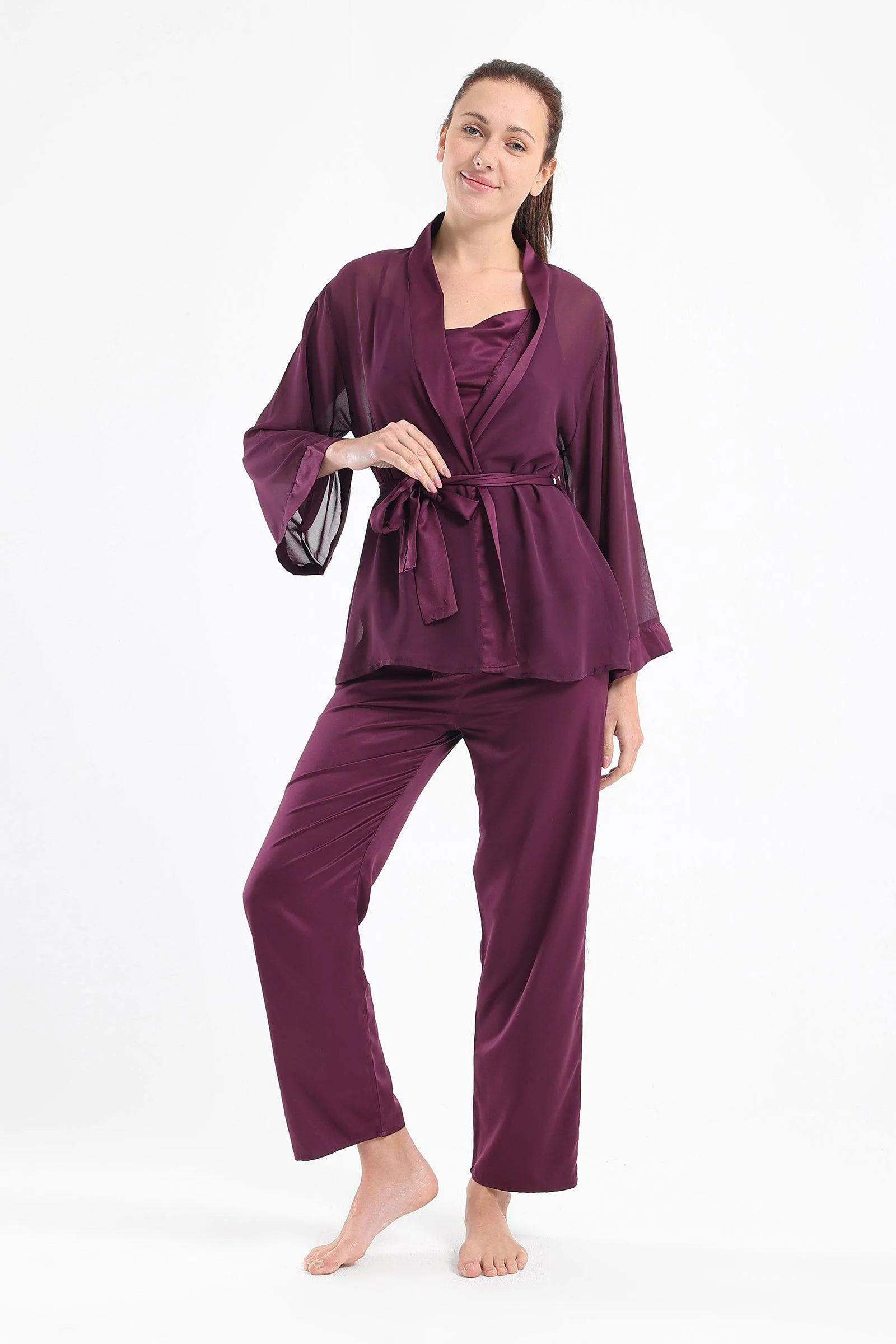 3 Pieces Satin Pyjama Set