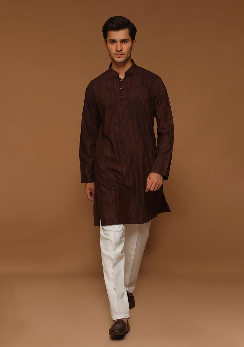 Basic Poly Viscose Plum Prefect Slim Fit Kurta