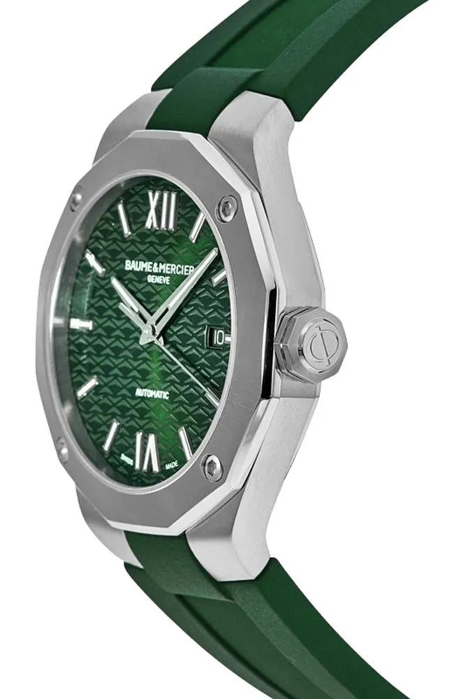 Baume & Mercier Riviera Automatic Stainless Steel Green Dial Green Rubber Strap Date Mens Watch M0A10618