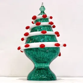 Bespoke Italian Modern Green White Murano Swirl Glass Christmas Tree Sculpture