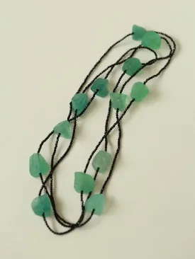 Black Spinel Green Fluorite Long Necklace