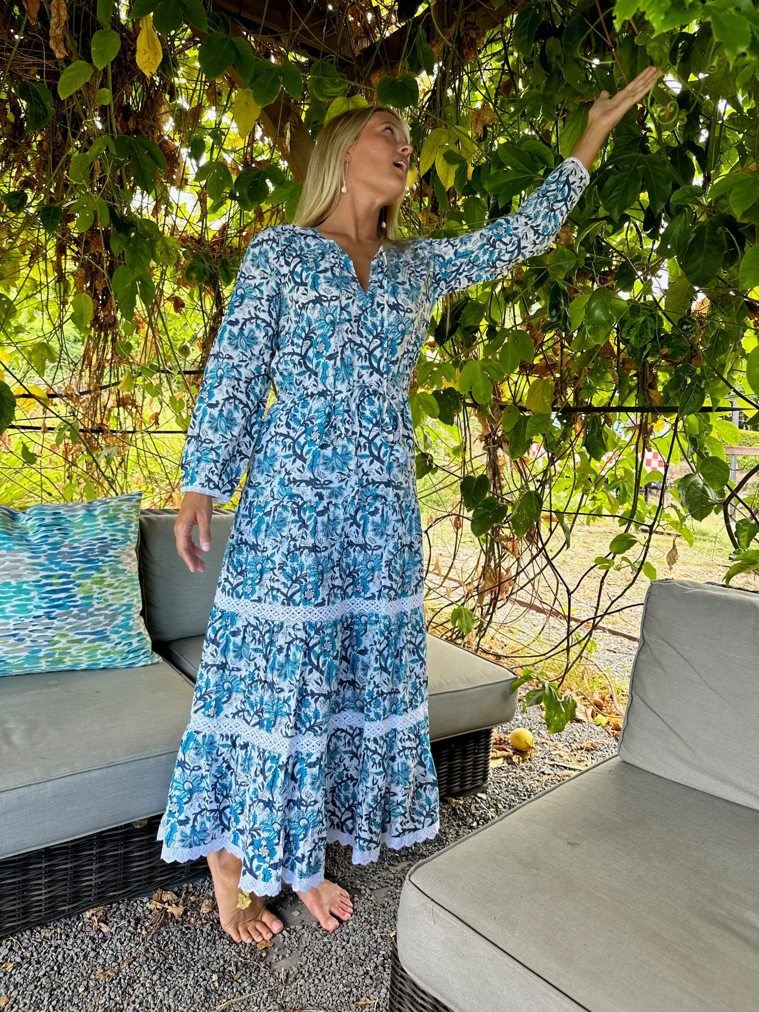 Blockprint Tiered Dress