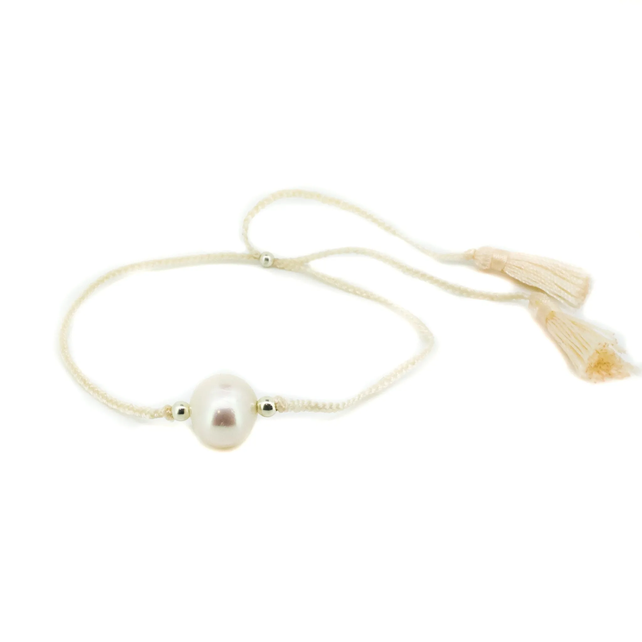 Boho Pearl Cream Tassel Bracelet