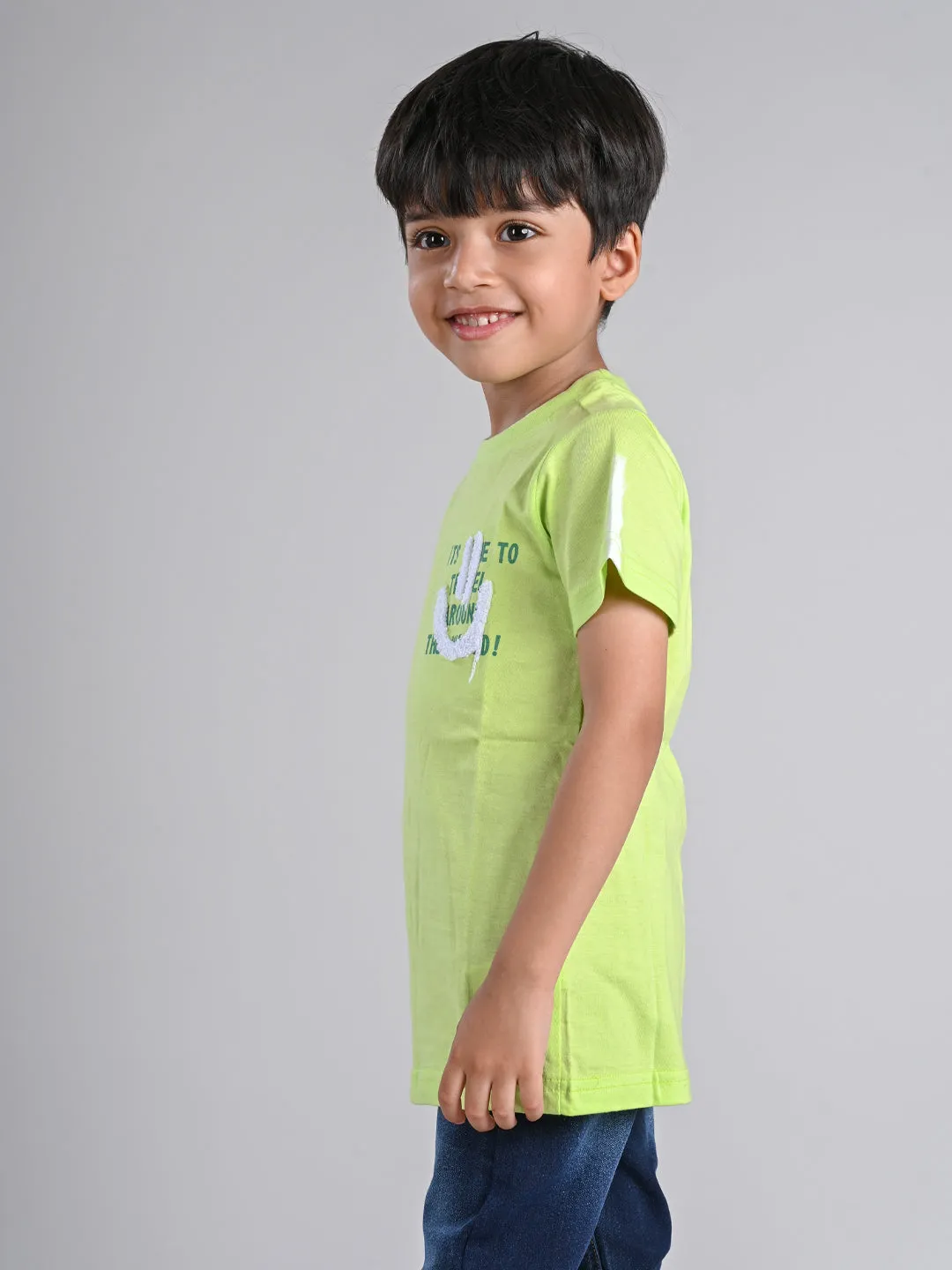 Boys Neon Green Printed T-shirt