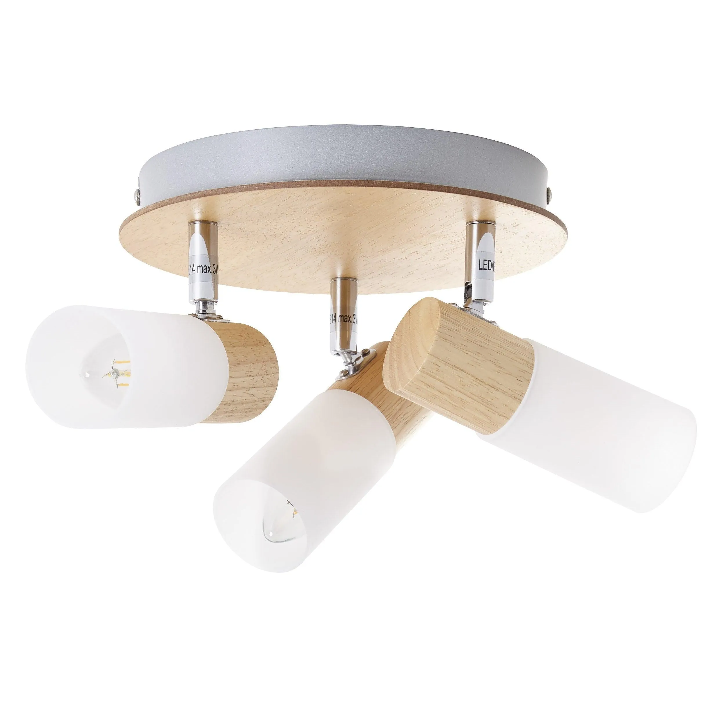 Brilliant 3 Light 10.5W Babsan Round Spotlight - Wood Light & White | 51434/50