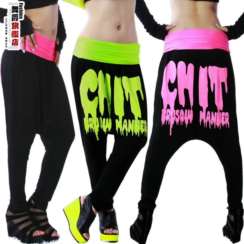 Chit Dripping Printed Hip Hop Dance Loose Harem Pants