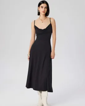 COWL NECK FIT AND FLARE DRESS