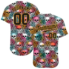 Custom 3D Pattern Halloween Skulls Authentic Baseball Jersey