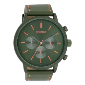 Dark green OOZOO watch with dark green leather strap - C11206