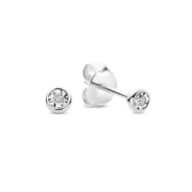 De la Paix Inaya14 karat white gold ear studs with diamond 0.02 carat