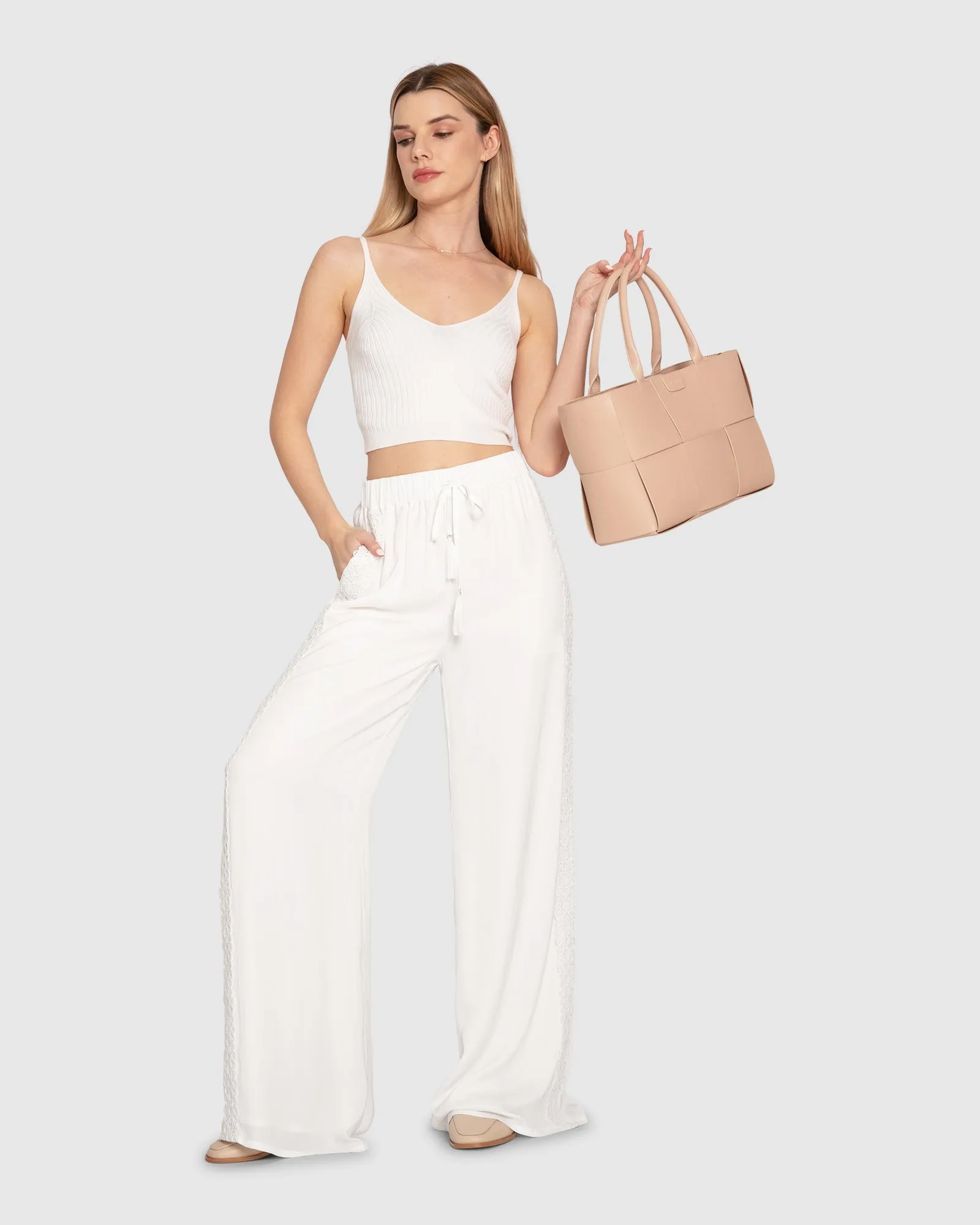 Everywhere All At Once Wide Leg Pant - White