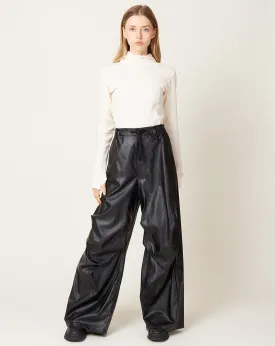 Faux Leather Trouser in Black