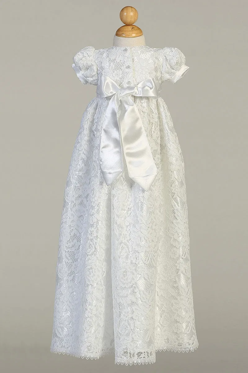 Girls White Christening & Baptism Gown - Suzana