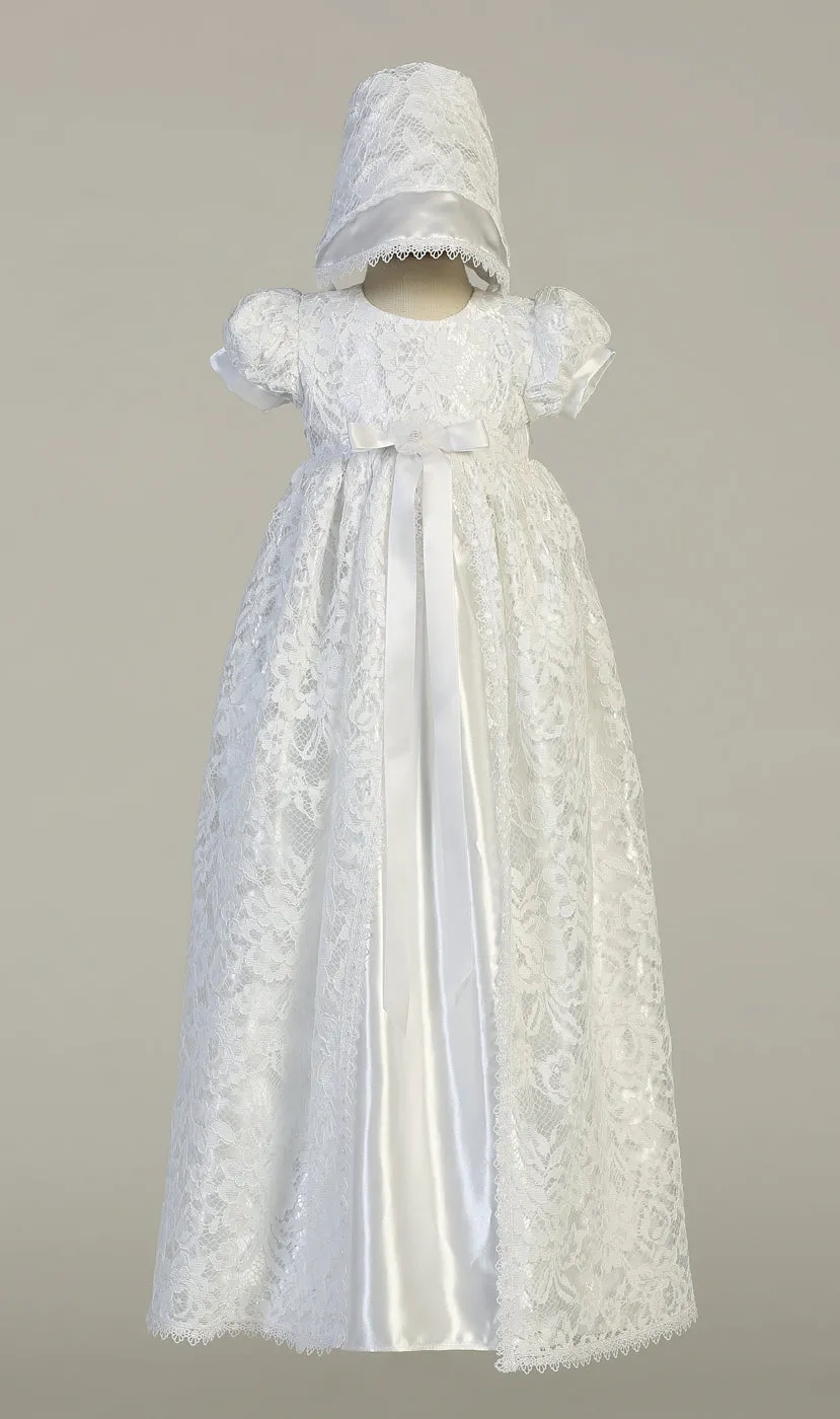 Girls White Christening & Baptism Gown - Suzana