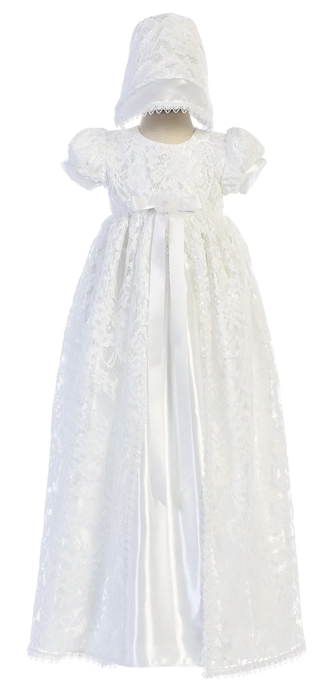 Girls White Christening & Baptism Gown - Suzana