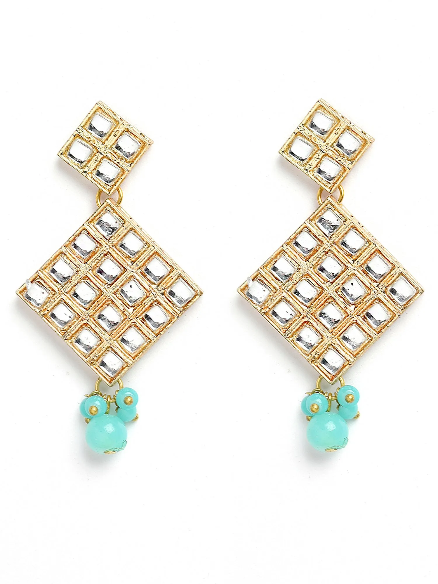 Gold Plated Blue Beaded Kundan Choker Necklace Set