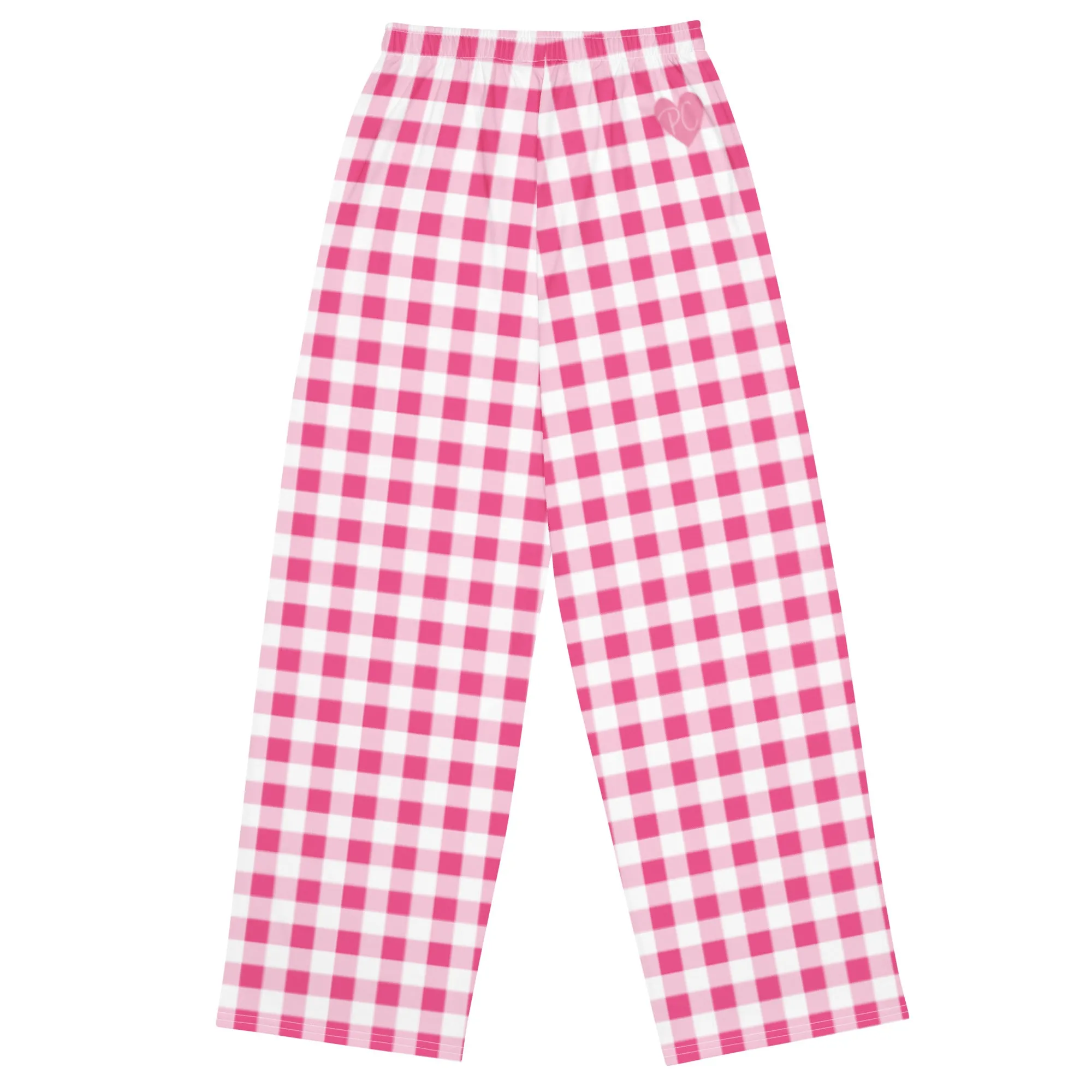 Hattie Everything Nice Pink Gingham Wide-Leg Lounge Pants | Pinup Couture Relaxed