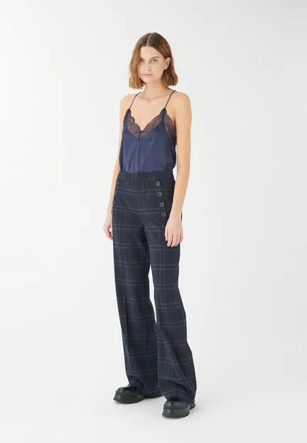 Ishina Navy Check Pants