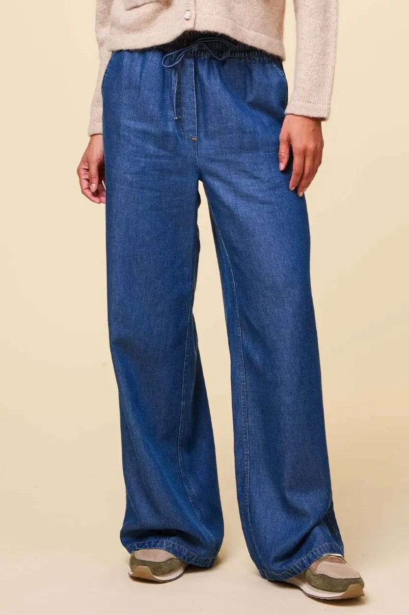 Juliana Drawstring Trouser | Chambray Blue