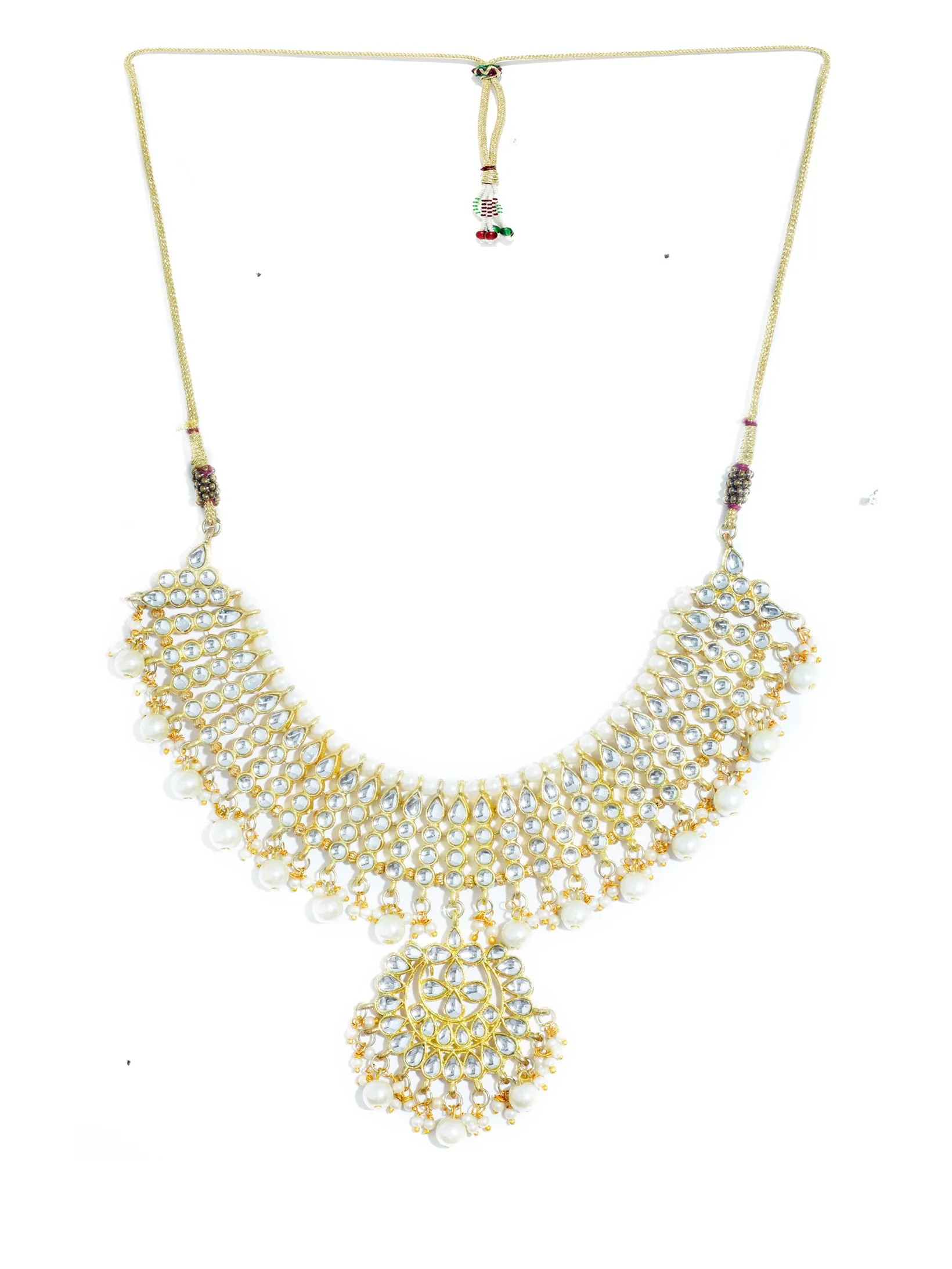 Karatcart 22K GoldPlated Partywear Traditional Kundan Pearl Choker Jewellery Set for Women