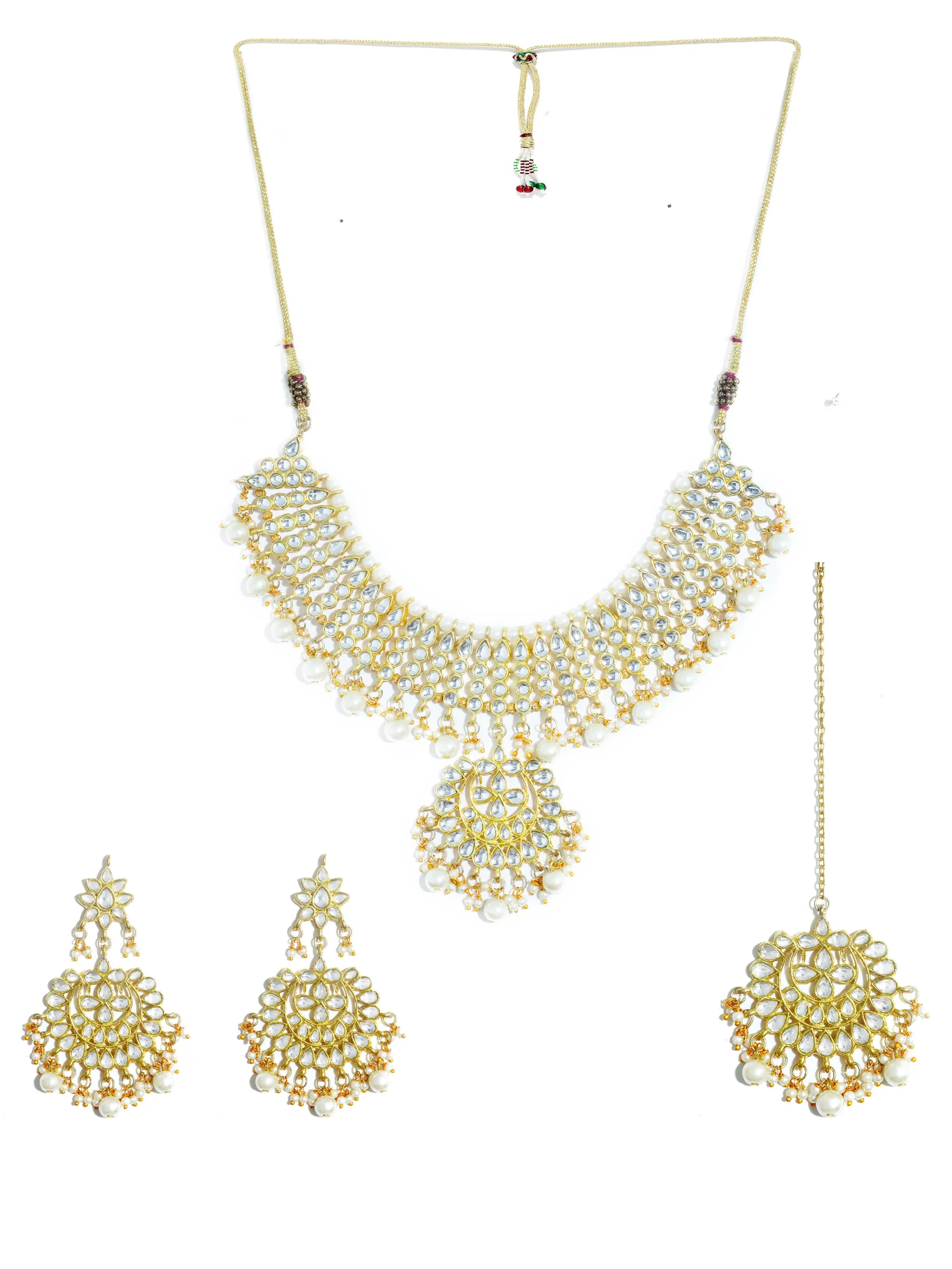 Karatcart 22K GoldPlated Partywear Traditional Kundan Pearl Choker Jewellery Set for Women