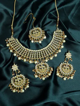 Karatcart 22K GoldPlated Partywear Traditional Kundan Pearl Choker Jewellery Set for Women