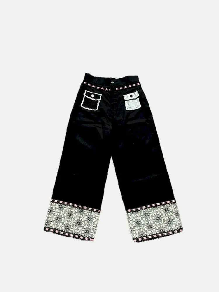 Lace Splicing Pocket 9 Pants【s0000007702】