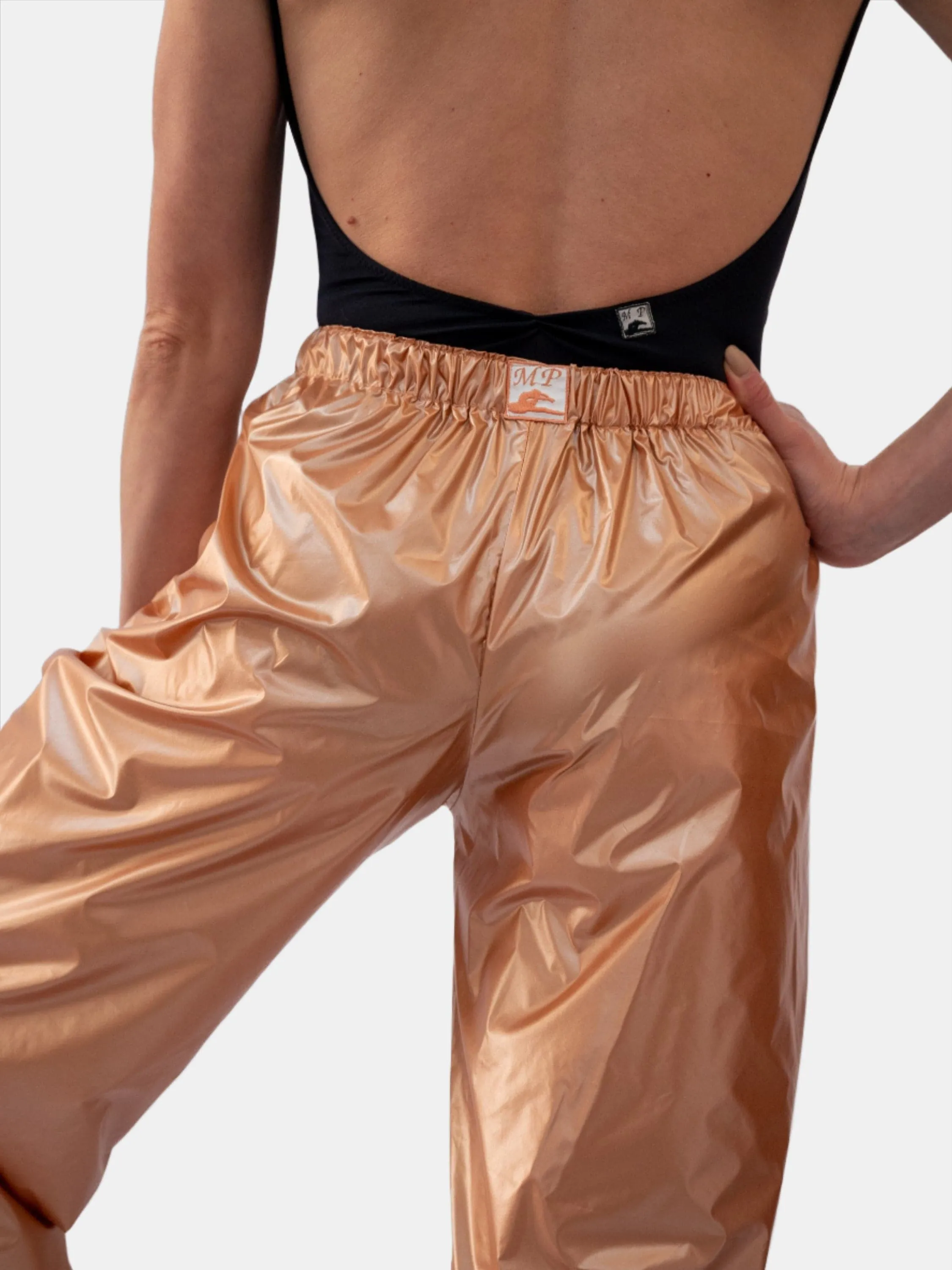 Laminate Peach Warm-Up Dance Trash Bag Pants MP5003