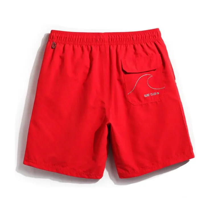 Men's Red TRAV Print Beach Board Shorts