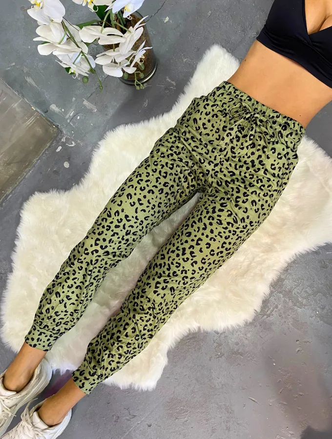 OLIVE LEOPARD JOGGERS