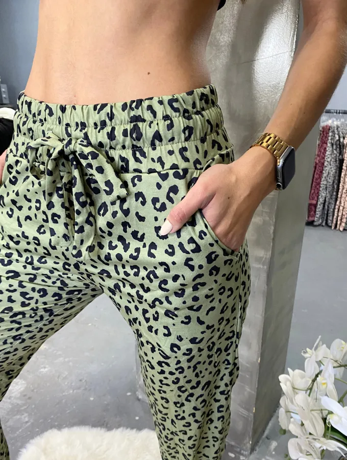 OLIVE LEOPARD JOGGERS