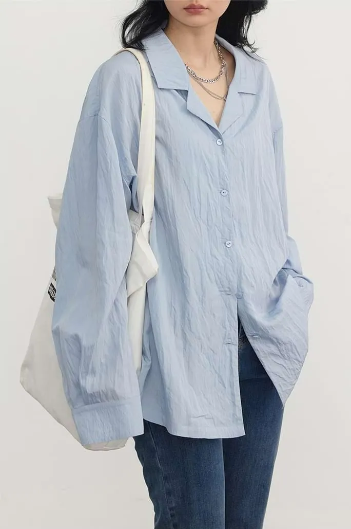 Oversized Crimped Button Shirt