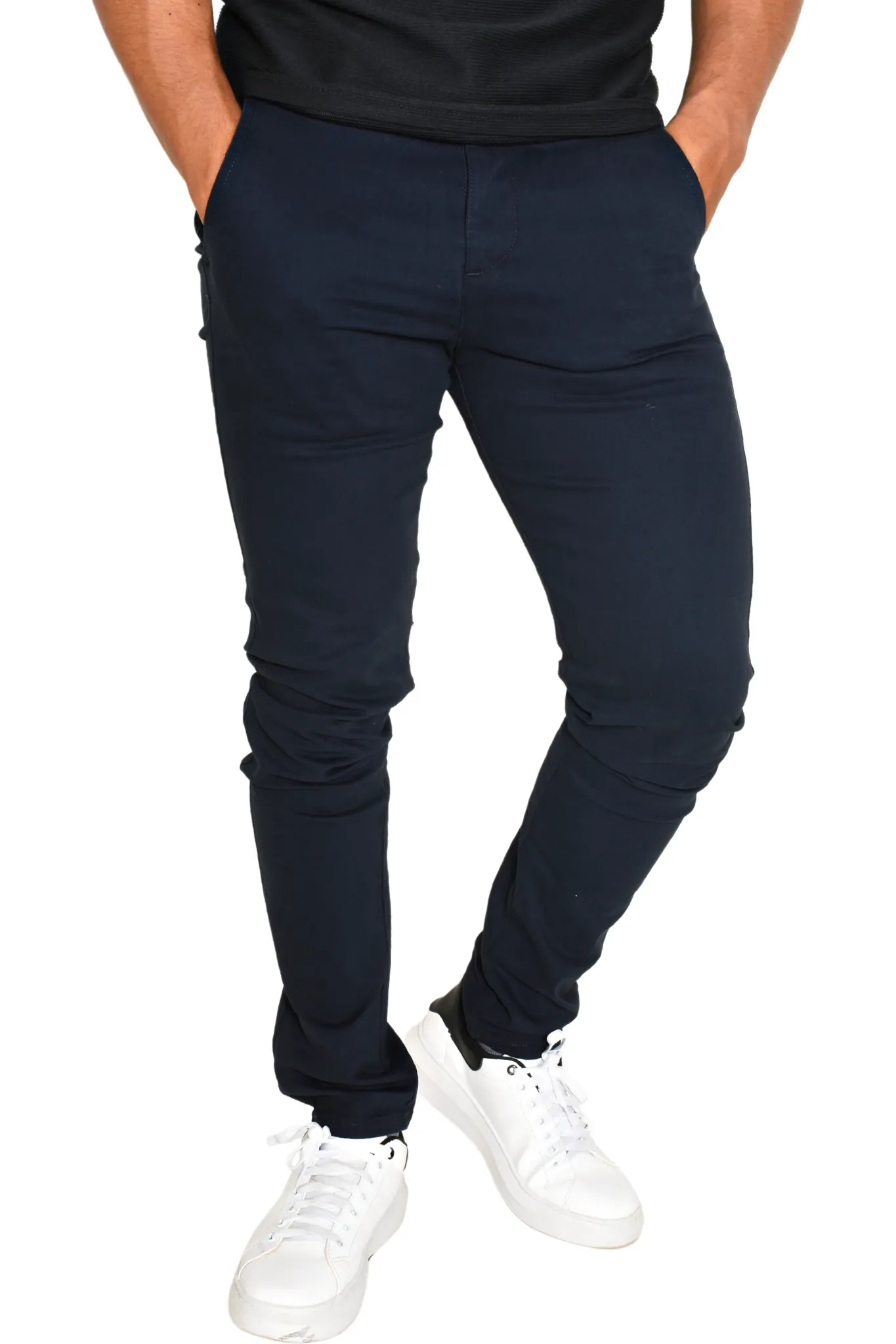 Pantalón Gabardina Corte Slim Azul Marino