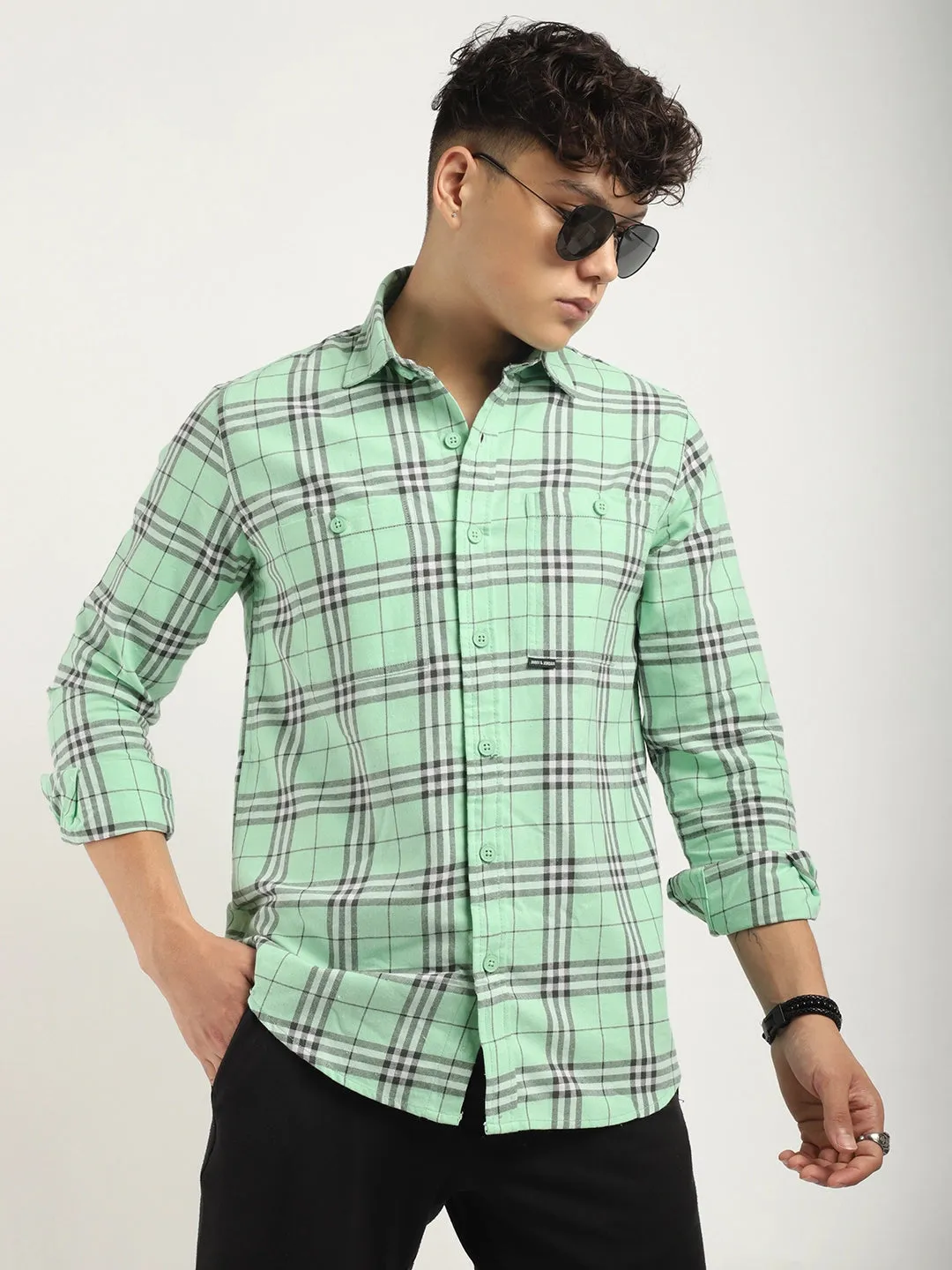 Royal Sea Green Plaid Check Shirt