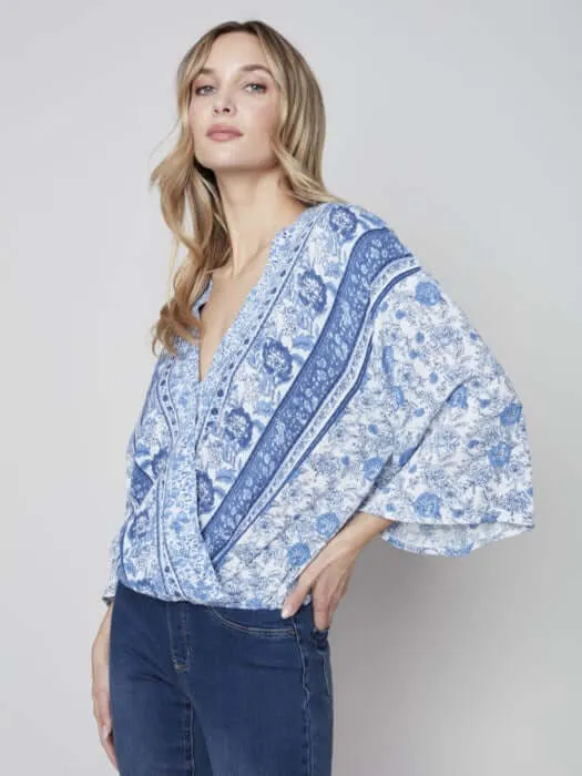 Printed Overlap Blouse