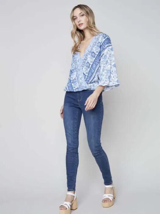 Printed Overlap Blouse