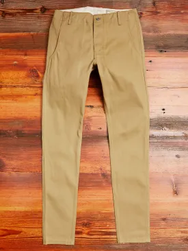 "Infantry Pant" in Khaki Selvedge Twill