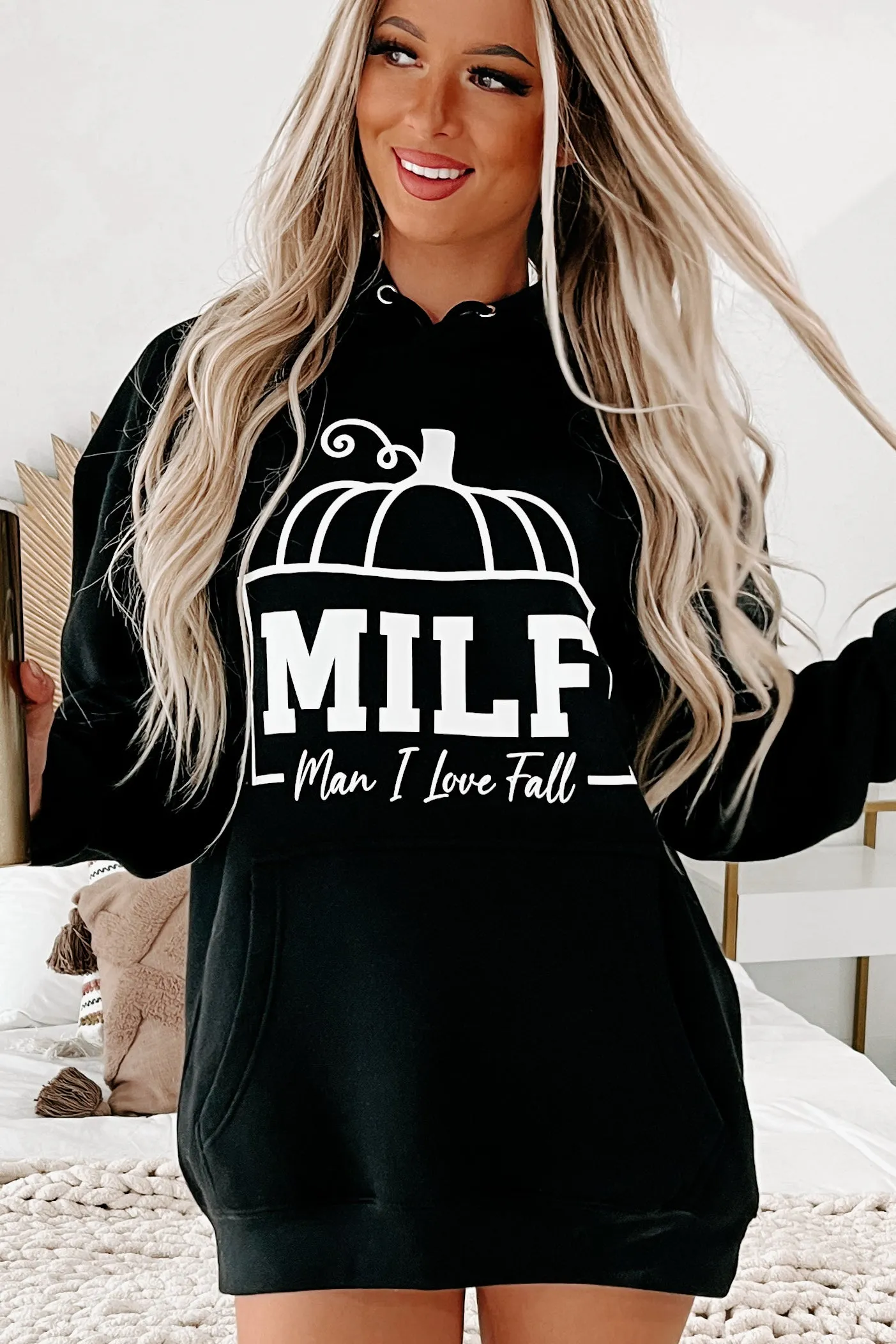 "Man I Love Fall" Graphic Hoodie (Black) - Print On Demand