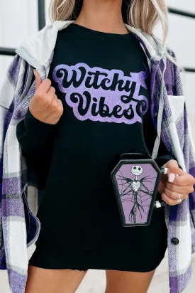 "Witchy Vibes" Glitter Graphic - Multiple Shirt Options (Black) - Print On Demand