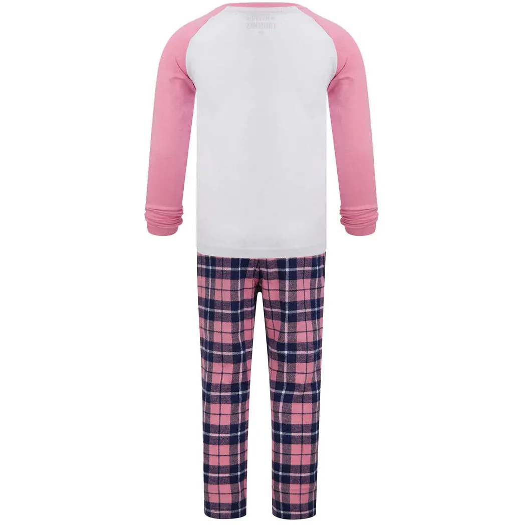 Tokyo Laundry Reindeer 2 Piece Girls Christmas Pyjama Set - Pink