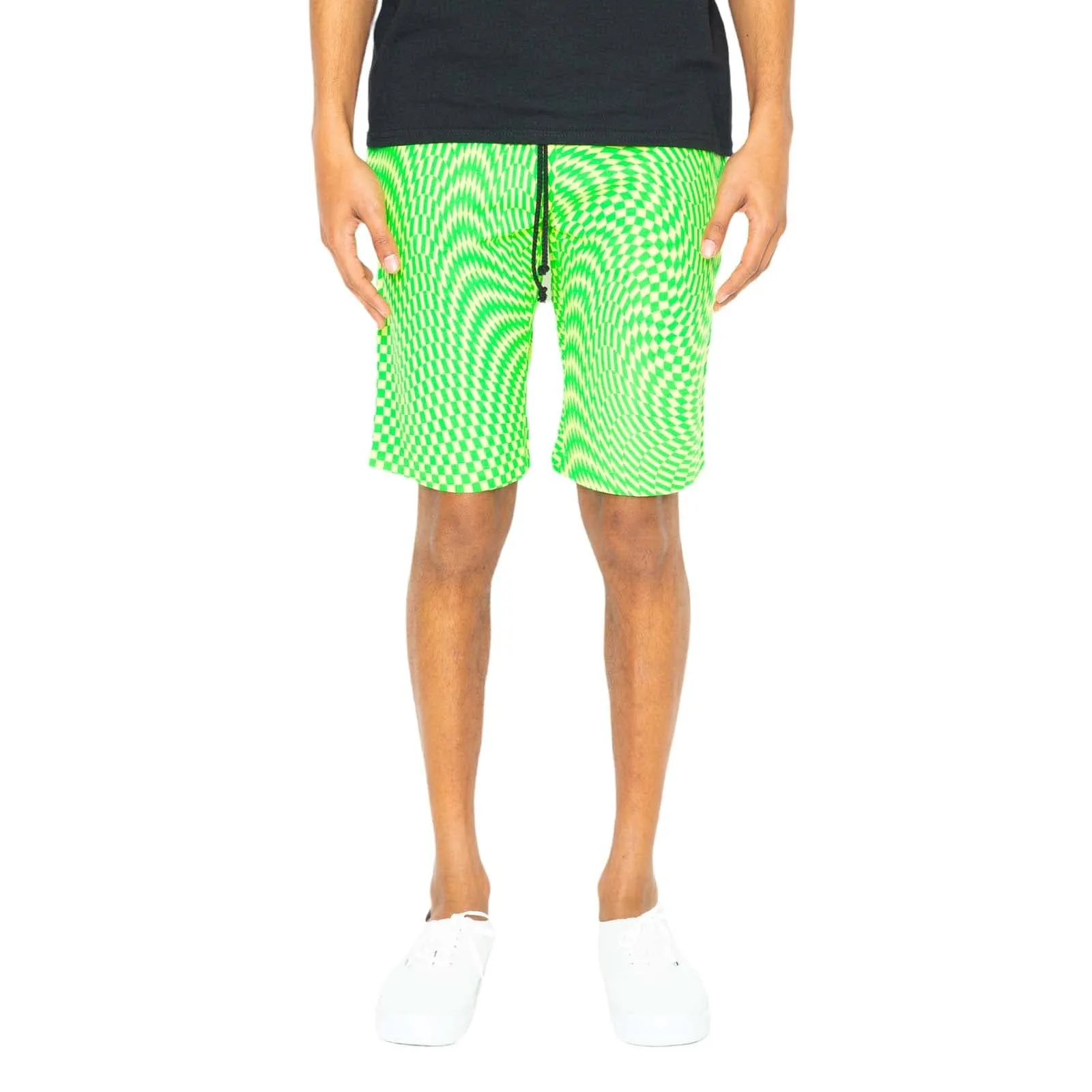 Trippy Check Shorts - Lime & Green