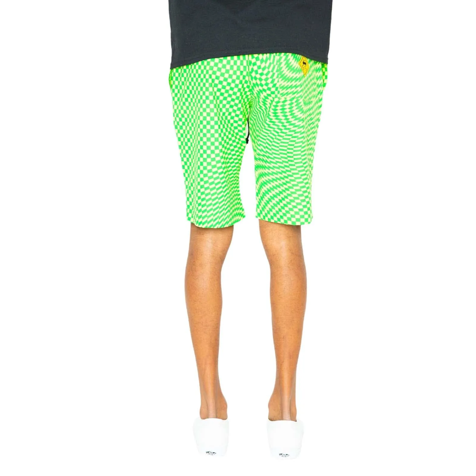 Trippy Check Shorts - Lime & Green