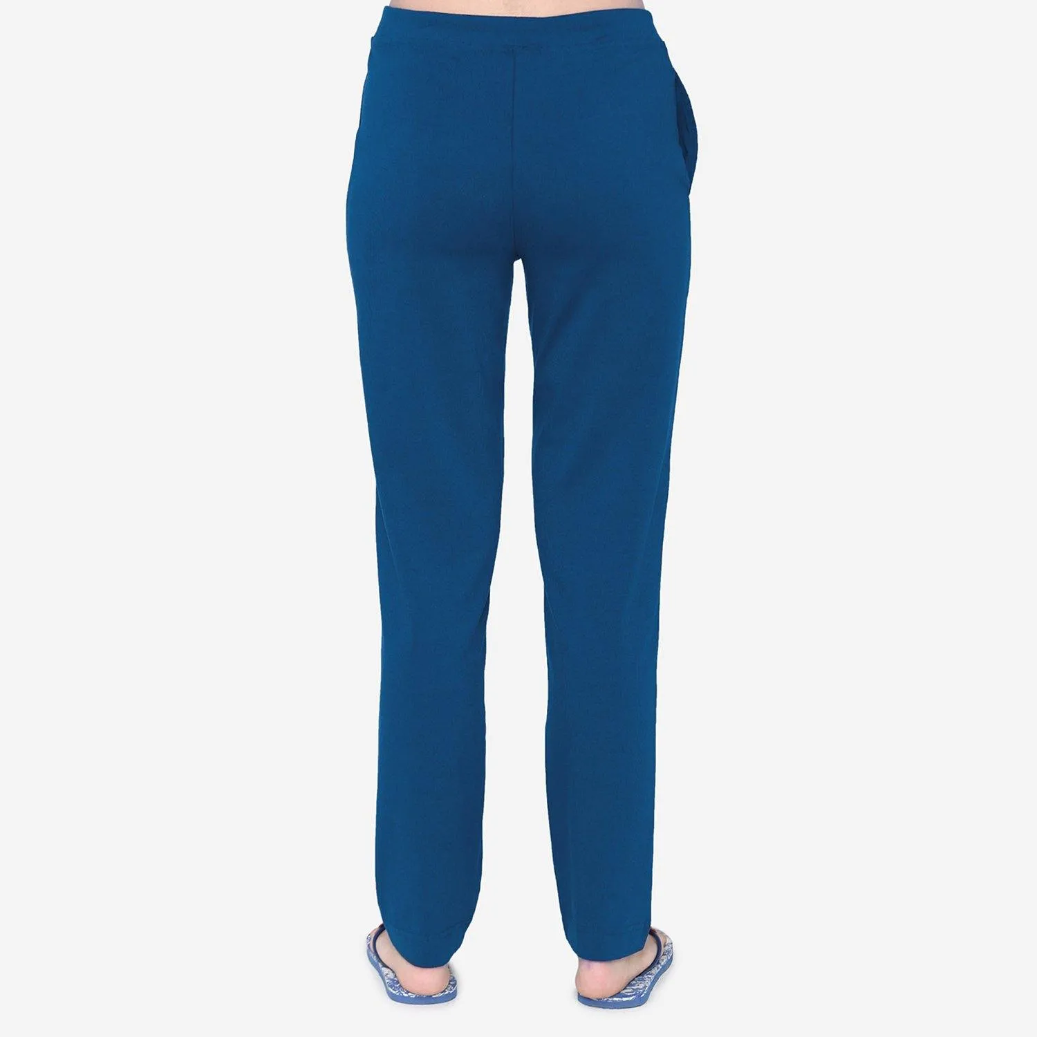 Vami Plain Cotton Rich Relax Lower For  Women - Blue