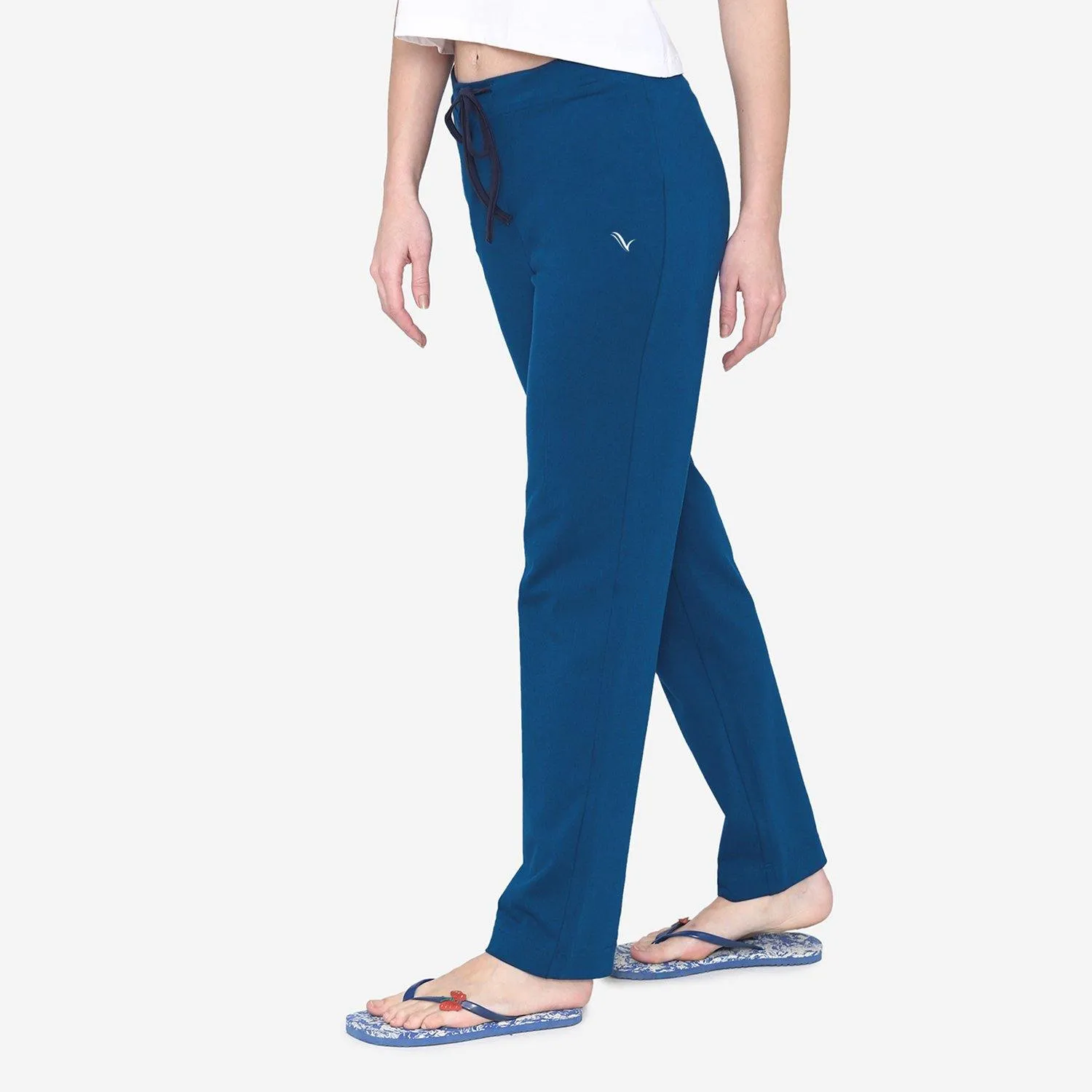 Vami Plain Cotton Rich Relax Lower For  Women - Blue