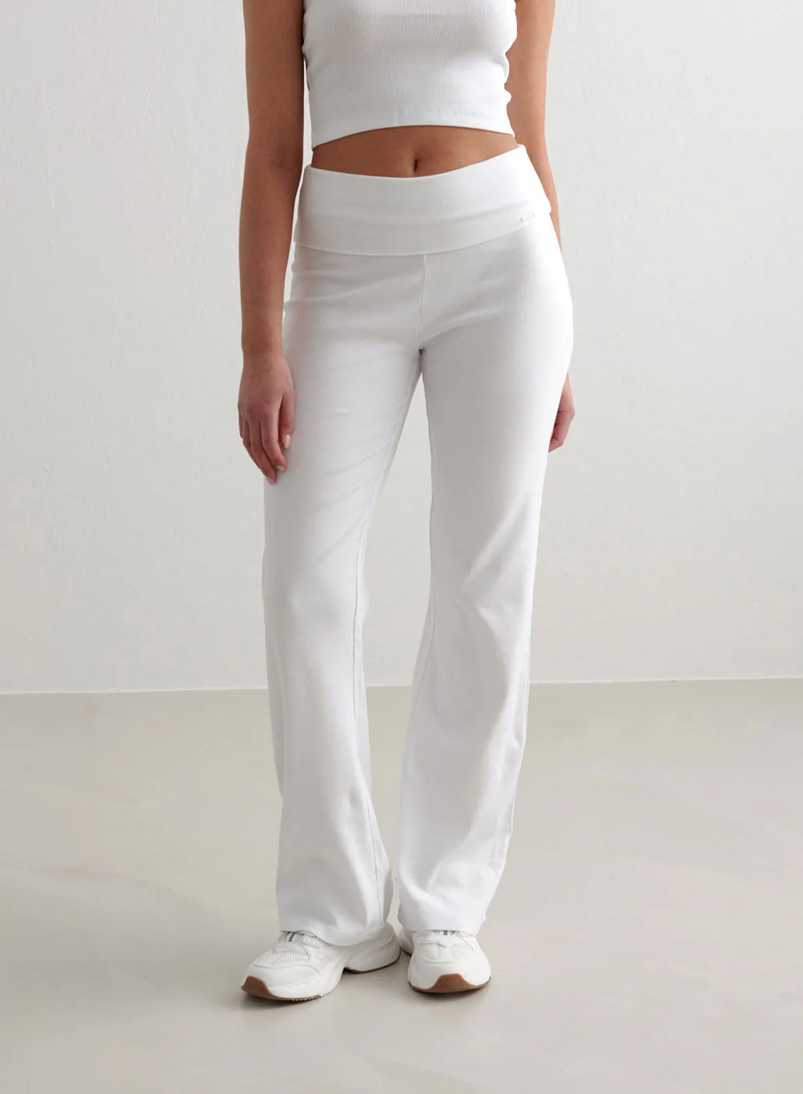 White Ease Ribbed Pants