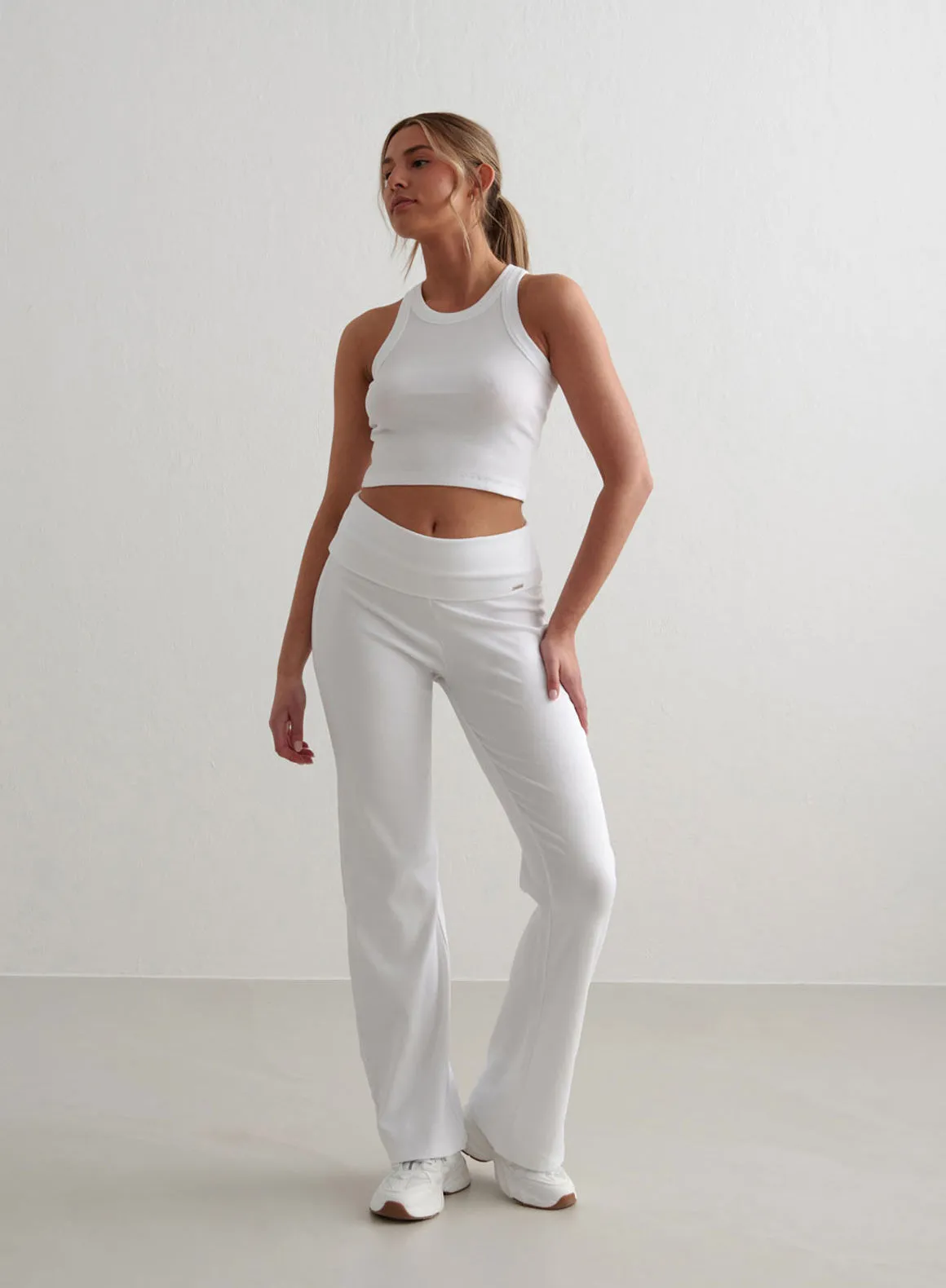 White Ease Ribbed Pants