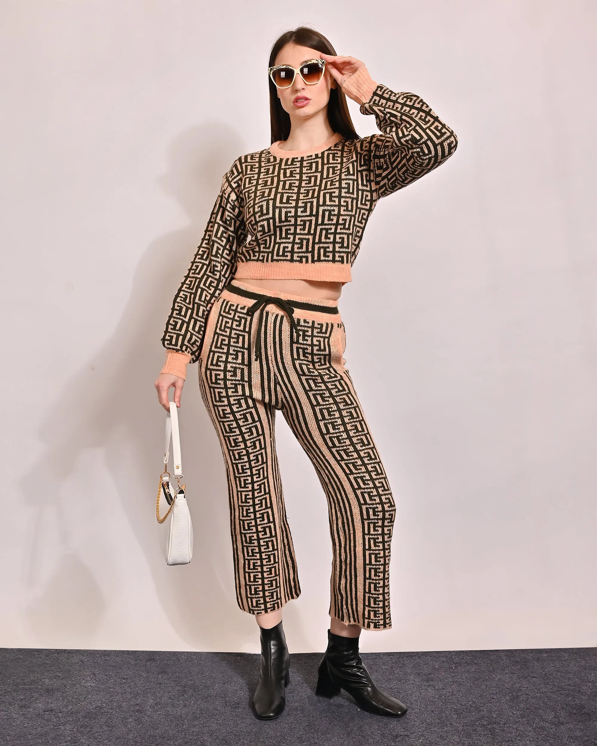 Women Brown Knit Co Ord