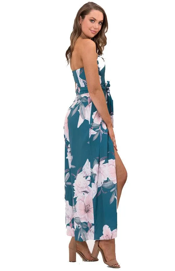 Women's Jade Split Leg Floral Printed Jumpsuit