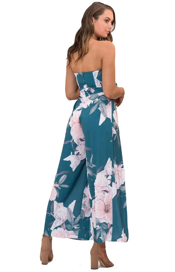 Women's Jade Split Leg Floral Printed Jumpsuit